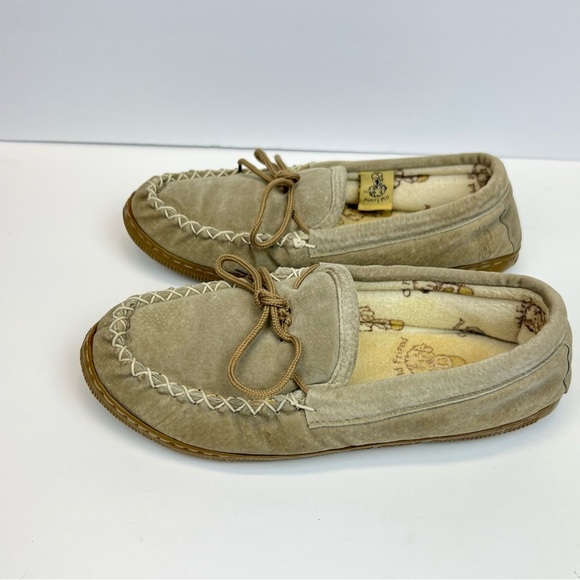 Old Friend Suede Moccasin Slippers VINTAGE Mens Size 9 Made In USA - Picture 2 of 12